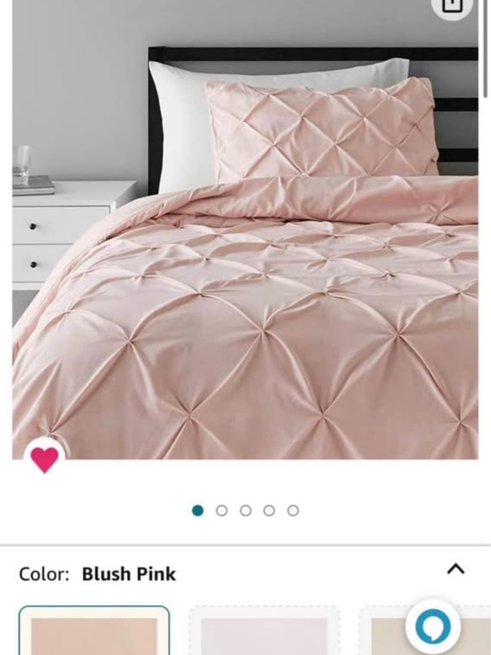 Blush Pink Pintuck Twin Duvet with insert and one sham- Elegant Home Bedding